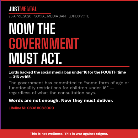 social media ban under 16 Lords vote government must act Esther Ghey April 2026 JustMental