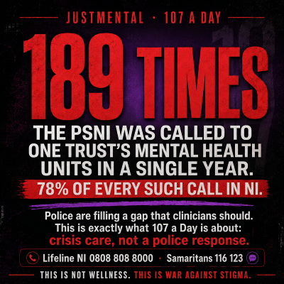 Graphic on PSNI mental health call-outs, 189 times to Western Trust units in a year