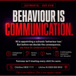 Graphic on the NI schools behaviour review, behaviour is communication