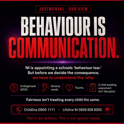 Graphic on the NI schools behaviour review, behaviour is communication