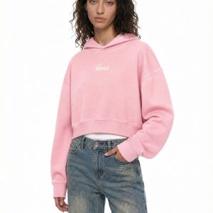 Women's JustMental Pink Vintage Wash Heavyweight Hoodie