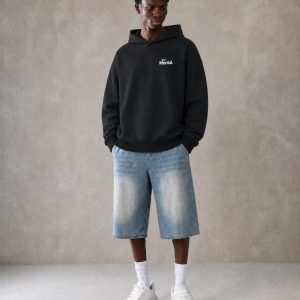 Mens JustMental Heavyweight Fleeced Boxy Hoodie
