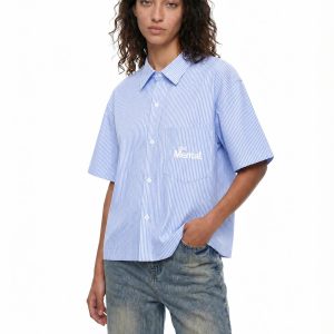 Unisex JustMental Vertical Stripe Boxy Shirt